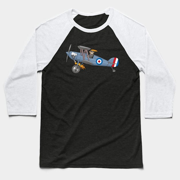 Bi-Plane Pilot Baseball T-Shirt by Funky Aviation